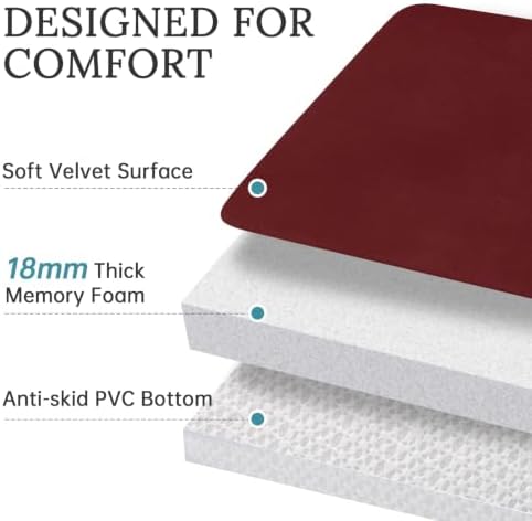 HUXMEYSON 3-Piece Memory Foam Bathroom Rug Set, Red