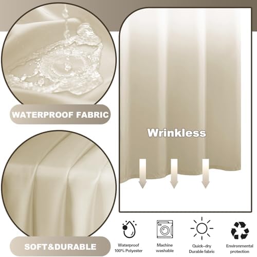 No Hook Shower Curtain and Liner Set for Bathroom, Ombre Beige, 71" x 74"