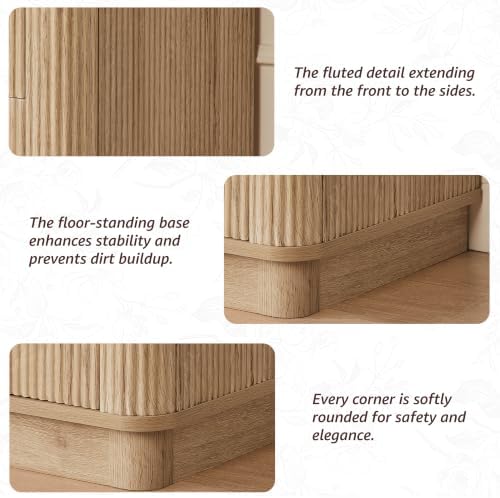 T4TREAM 60" Fluted Bathroom Vanity with 2 Single Sinks, Natural Oak