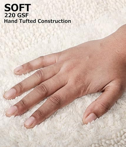 COTTON CRAFT 2 Pack Reversible Bath Mat Rug - Soft Luxurious -17x24- Ivory
