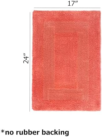 COTTON CRAFT 2 Pack Reversible Bath Mat - Soft Plush Bath Rug -17x24- Coral