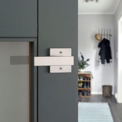 Kwikset Singapore Dummy Door Handle, Single Sided Lever for Closets, French Double Doors, and Pantry, Satin Nickel Non-Turning Reversible Interior Push/Pull Lever, with Microban Protection (Pack of 4)