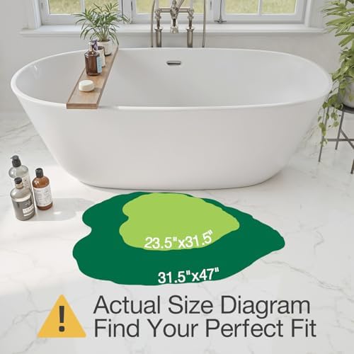 LUMI Bathroom Rug Green Leaf, Absorbent Non Slip Bath Mat, 23.5"x31.5"