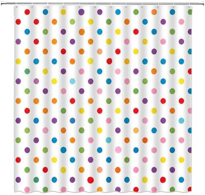 Polka Dot Shower Curtain Colorful Retro Cute Spot Vintage Fabric Decorative Bathroom Curtains with Hooks,75" Wx70 H