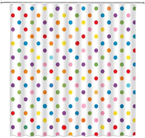Polka Dot Shower Curtain Colorful Retro Cute Spot Vintage Fabric Decorative Bathroom Curtains with Hooks,70" Wx78 H