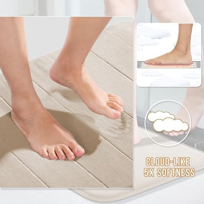 Yimobra Memory Foam Bathroom Mat Set, 24 x 17 & 24 x 20 in, Beige