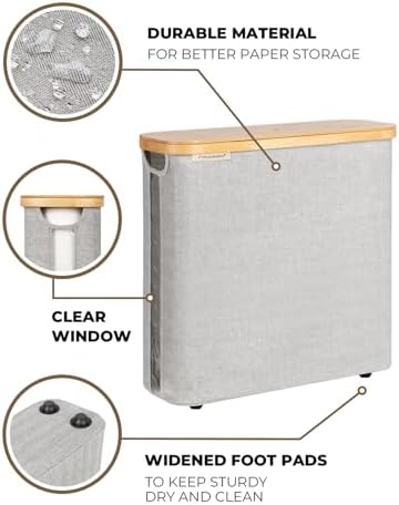 StorageWorks Toilet Paper Storage Basket with Bamboo Lid & Window