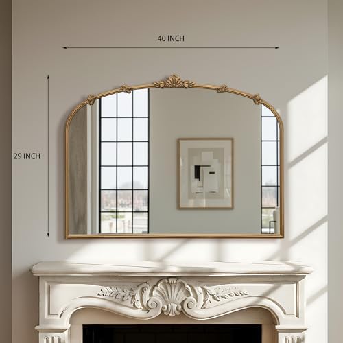 Besdomus Large Vintage Gold Mirror: 40"x29" Antique Vintage Arched Mirror