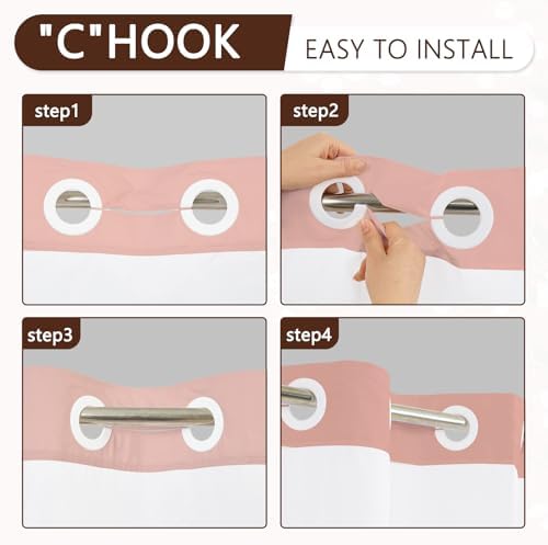 No Hook Shower Curtain with Snap-in Liner 71x74 Inch
