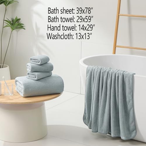 YTYC 39x78 Bath Sheets Set,Towels for Bathroom,Grey,6-Pieces