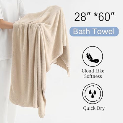 Luxury Bath Towels Set - 12 Piece (4 Large Bath Towels,4 Hand Towels,4 Washcloths), 100% Microfiber,Extra Absorbent Super Soft & Quick Dry,Complete Family Pack for Bathroom Gym Pool,Camel