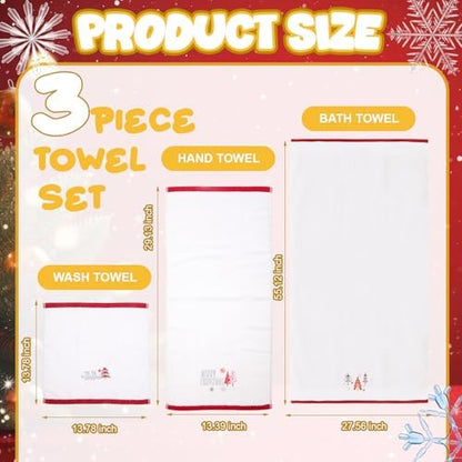 Peryiter 3 Pack Fall Pumpkin Bath Towels Set -Cotton Fall Themed Embroidery Hand & Facial Towels Wash Cloth for Thanksgiving Autumn Decorations(Stylish,White)