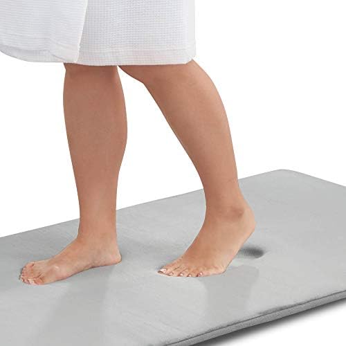 Memory Foam Bath Mat Non Slip Absorbent Super Cozy Velvet Bathroom Rug Carpet (24 inches X 48 inches, Silver)