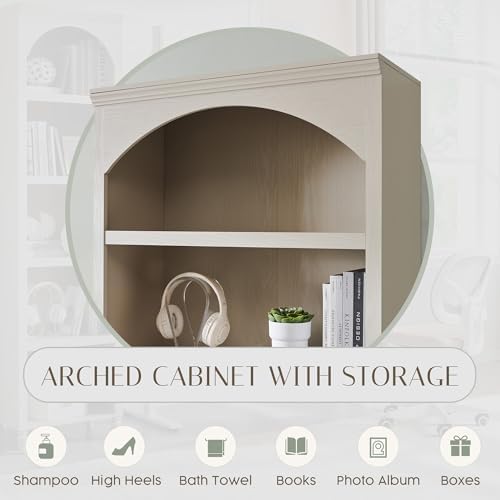 IFBUY 76" Arched Bathroom Storage Cabinet, Large Arched Cabinet, Cream