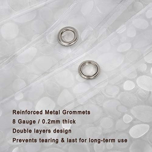 Bostofy Waterproof Shower Curtain Liner 8G EVA Thick Shower Curtain with Heavy Duty 3 Bottom Magnets, Shower Liner for Shower Stall, Bathtubs, 3D Pebble Pattern, 72 x 72,12 Hooks