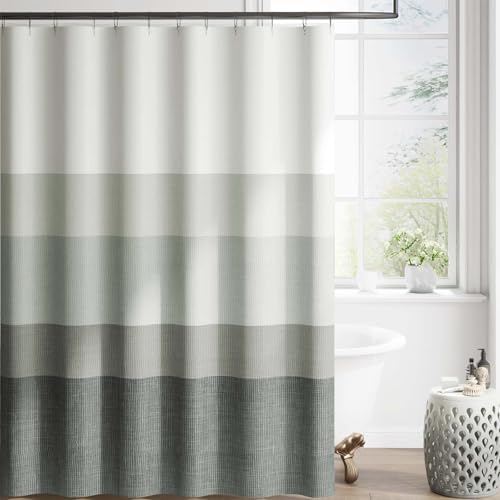 jinchan Extra Long Grey Shower Curtain for Bathroom 70x84 inch 12 Hooks