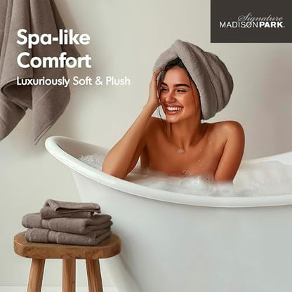 Madison Park 800GSM 100% Cotton Bathroom Bath Towel Set of 8, Mocha