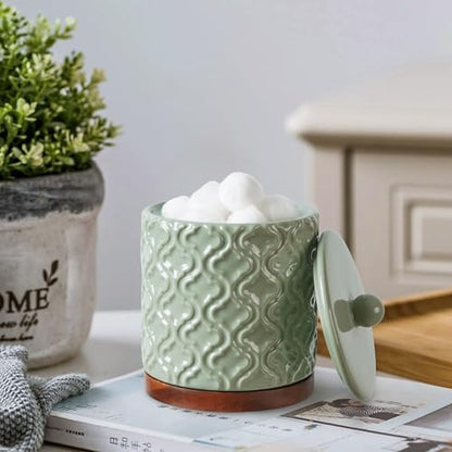 RQYIXI Ceramic Bathroom Accessories Set,Sage Green,5 Piece,Embossed Design