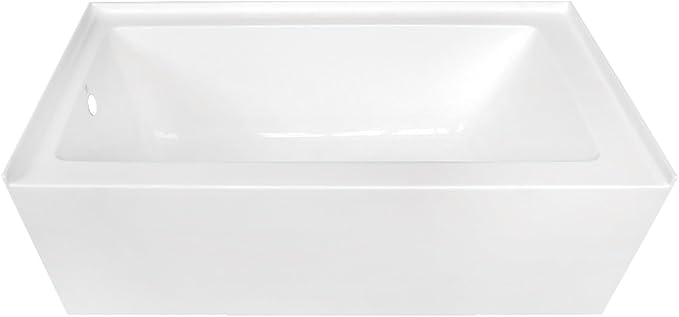 KINGSTON BRASS VTDE603122L 60-Inch Contemporary Alcove Acrylic Bathtub with Left Hand Drain and Overflow Holes, White