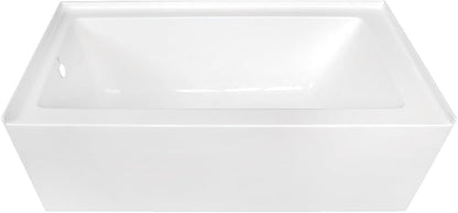 KINGSTON BRASS VTDE603122L 60-Inch Contemporary Alcove Acrylic Bathtub with Left Hand Drain and Overflow Holes, White