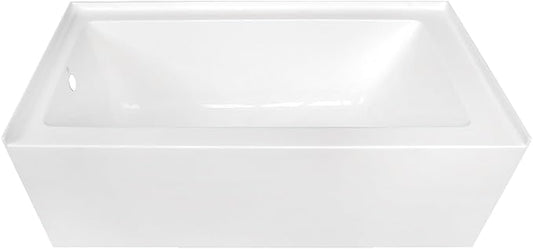 KINGSTON BRASS VTDE603122L 60-Inch Contemporary Alcove Acrylic Bathtub with Left Hand Drain and Overflow Holes, White