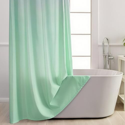 No Hook Shower Curtain and Liner for Bathroom, Ombre Mint Green, 71" x 74"