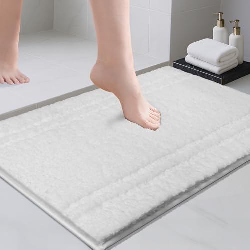 PURRUGS Bathroom Rug, Bath Mat, 20" x 30", White