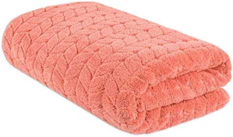 BAGNO MILANO Turkish Cotton Bath Towels, Hand Towels - Soft Plush Jacquard Collection Luxury Towels Set (Coral Red, Bath Sheet 35x70)
