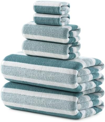 REDKISS 6-Piece Microfiber Bath Towel Set, Ultra Soft, Highly Absorbent & Quick Dry, 35x70 Inch Oversized, Green Towels for Bathroom, Spa, Gym, 2 Bath 2 Hand 2 Washcloths