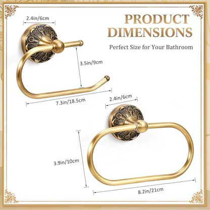 2 Pcs Antique Toilet Paper Holder Hand Towel Ring, Style 3