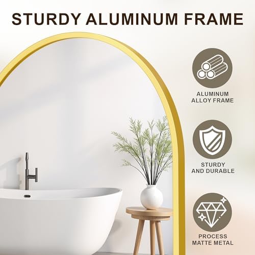 Oval Bathroom Mirror for Over Sink, 20"x30" Vanity Mirror for Wall, Gold