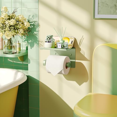 Toilet Paper Holder with Shelf Wall Mounted Toilet Paper Roll Dispenser