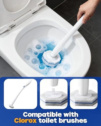 50 Pack Wand Refills Compatible with Clorox Toilet Brushes, Instant Foam Cleaning, Secure Lock No Slipping, Odor Neutralizing, Easy Snap-On Design