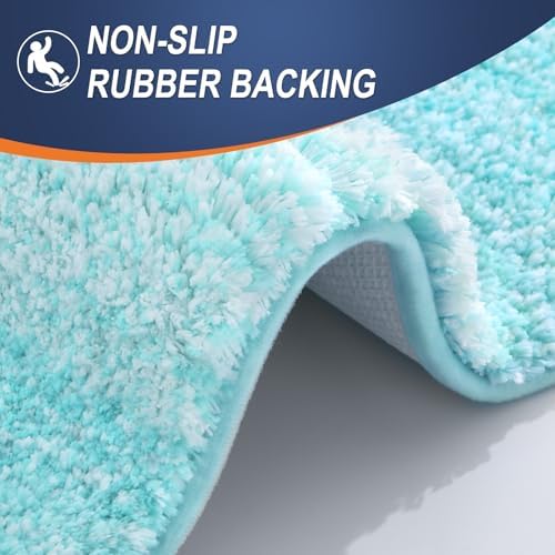 OLANLY Micorfiber Bathroom Rug Set 2 Piece, 47"x20"+24"x16"