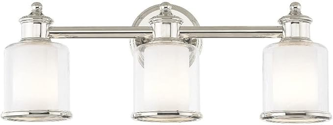 Livex Lighting 40213-91 Transitional Three Light Bath Vanity from Middlebush Collection in Pwt, Nckl, B/S, Slvr. Finish, Brushed Nickel, 23.5 x 6.5 x 9
