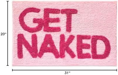 New Mungo Get Naked Bath Mat Pink - Hot Pink Bathroom Rug, 31" x 20"