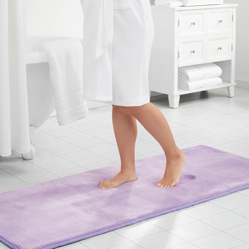 Memory Foam Bath Mat Non Slip Absorbent Super Cozy Velvet Bathroom Rug Carpet (60 inches X 24 inches, Lavender)