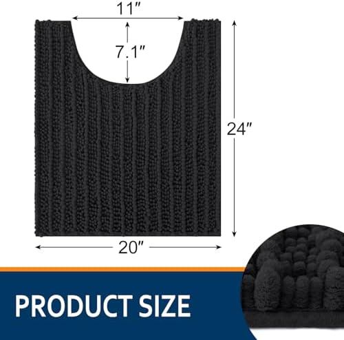Smiry Bathroom Toilet Rugs U Shaped 24X20, Chenille Bath mats for Toilet