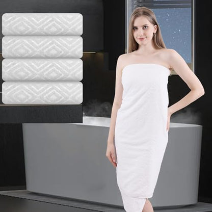 Bath Towel Set of 4 Extra Large Bath Sheet 35"x70" Oversized Bath Towel Soft Microfiber Bathroom Towel for Adults Highly Absorbent Quick Dry Towel Set for Bathroom,Hotel,Shower Towel Bath Sheet White