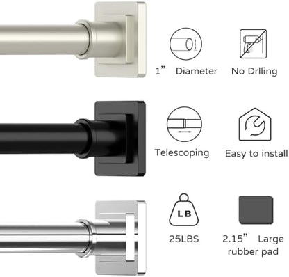 UIOSANRT Brushed Nickel Shower Curtain Rod 31-92 Inches Non-Slip Shower Rod Tension Mounted No Drill Tension Shower Curtain Rods Spring Tension Rod for Windows Bathroom
