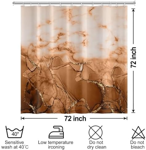 Brown Marble Waterproof Bathroom Shower Curtain 72x72 inches