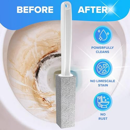 DISIWENE Pumice Cleaning Stone with Handle Toilet Bowl Cleaner Hard Water Ring Remover for Bath/Pool/Kitchen/Household Cleaning (2, 2 Pack with Extra Long Handle)