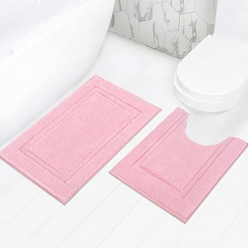SHACOS Soft Microfiber Bathroom Rugs Set 2 Pieces with Toilet Rug
