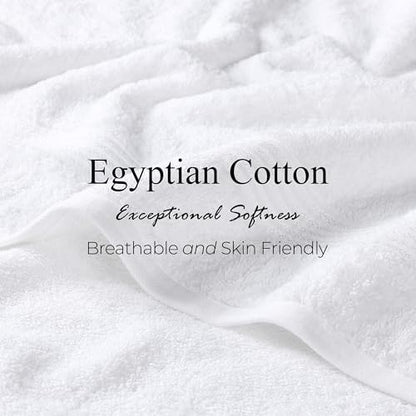 Superior Egyptian Cotton 12-Piece Towel Set, Assorted Towels for Home Bathroom, Guest Bath Decor Essentials, Includes 4 Bath, 4 Hand, 4 Face Towels/Washcloths, Quick Dry, Absorbent - White