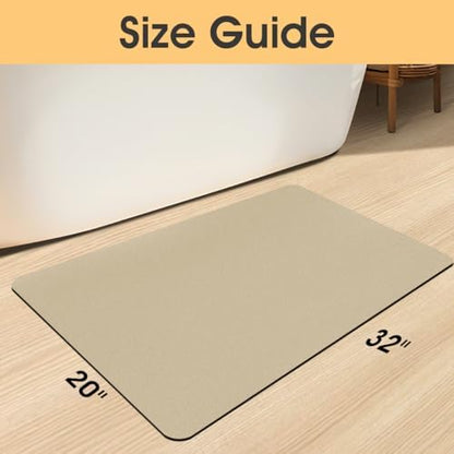 ACCUMTEK Non Slip Bath Mat, Thin Bathroom Rugs Fit Under Door, Quick Dry Bath Mats, Machine Washable Bath Rugs for Bathroom, Bathtub & Kitchen, Camel/Upgraded Solid/32 x20