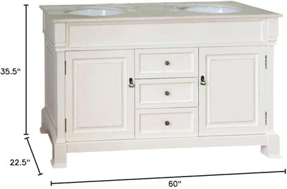205060-D-CR 60-Inch Double Sink Vanity, Wood, Cream White