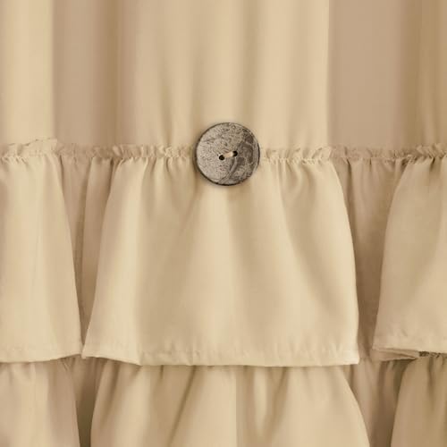 Ruffle Farmhouse Shower Curtain, Beige Vintage Shower Curtains for Bathroom Fabric Cute Rustic Cloth, 72" W X 78" L Inch