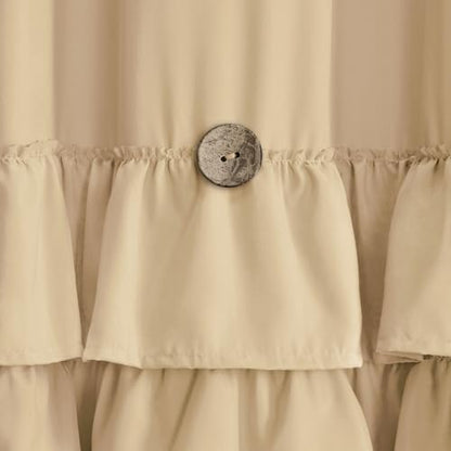 Ruffle Farmhouse Shower Curtain, Beige Vintage Shower Curtains for Bathroom Fabric Cute Rustic Cloth, 72" W X 78" L Inch