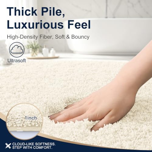 OLANLY Microfiber Bathroom Rugs 30x20, Ultra Soft Absorbent Bath Mat, White