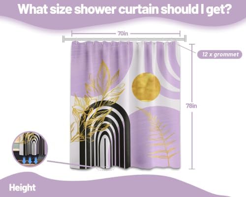 Light Purple Extra Long Shower Curtain, Tall 72X78 in, Mid Century